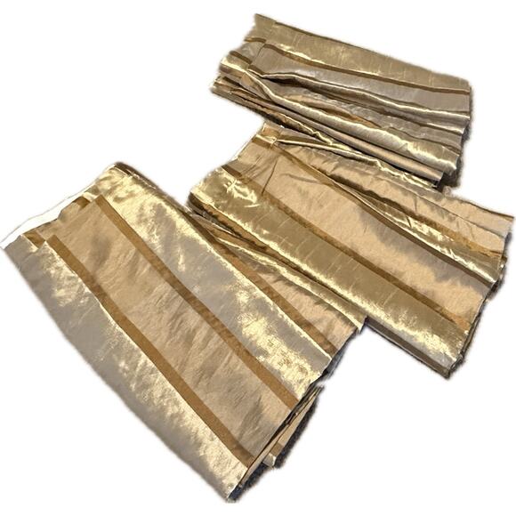 Set 3 Luxury Silk Valances Short Curtains Window Treatments Silk Gold Brown - Picture 2 of 13